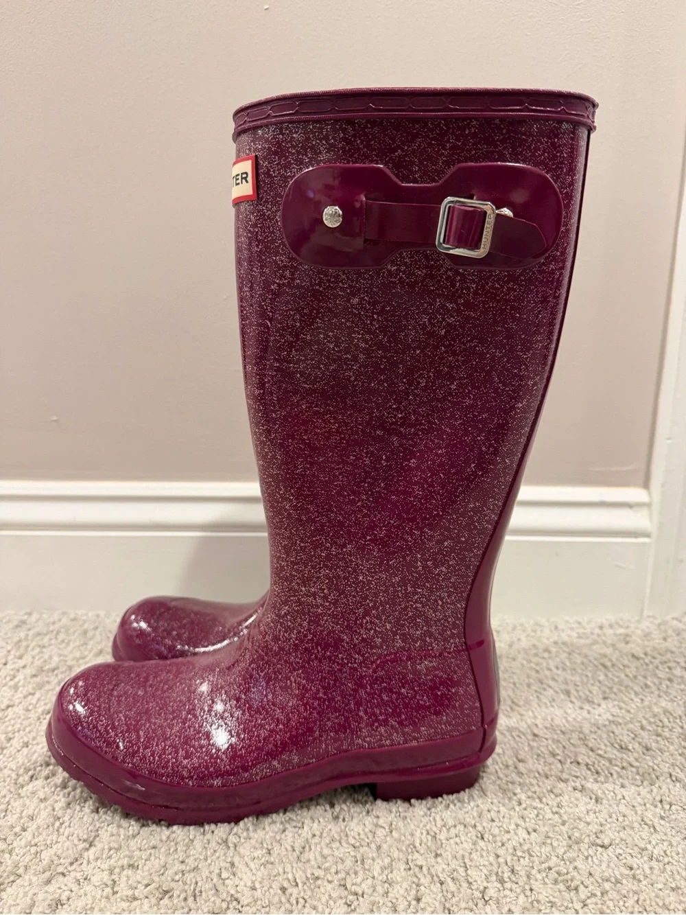 Hunter Glitter Tall Rain Boots - Plum